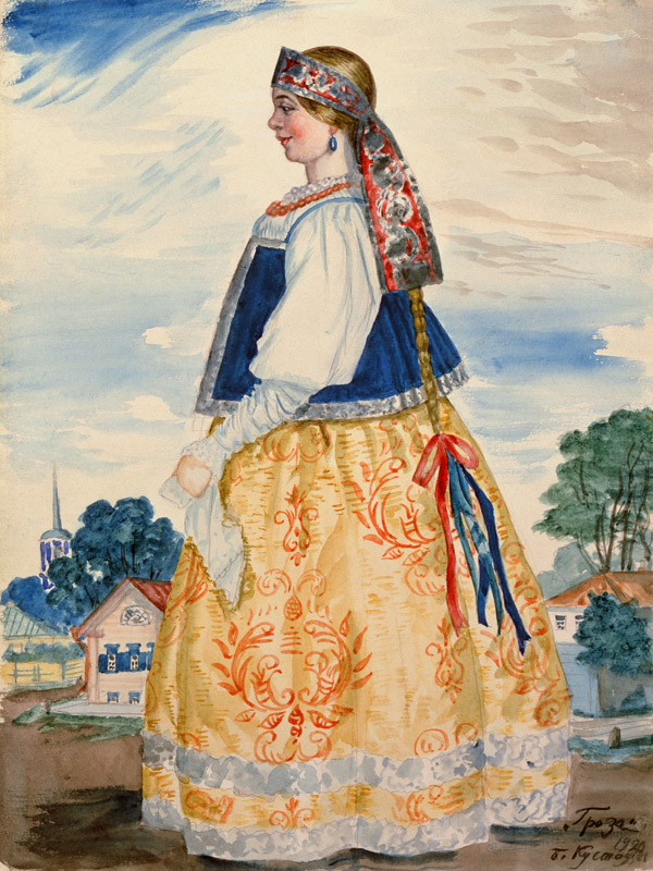 Costume design for the play The Storm by A. Ostrovsky a Boris Michailowitsch Kustodiew