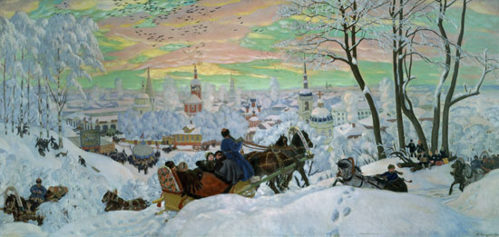 Shrovetide hustle and bustle in Russia. a Boris Michailowitsch Kustodiew