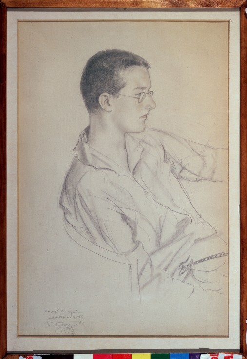 Portrait of the composer Dmitri Shostakovitch (1906-1975) a Boris Michailowitsch Kustodiew