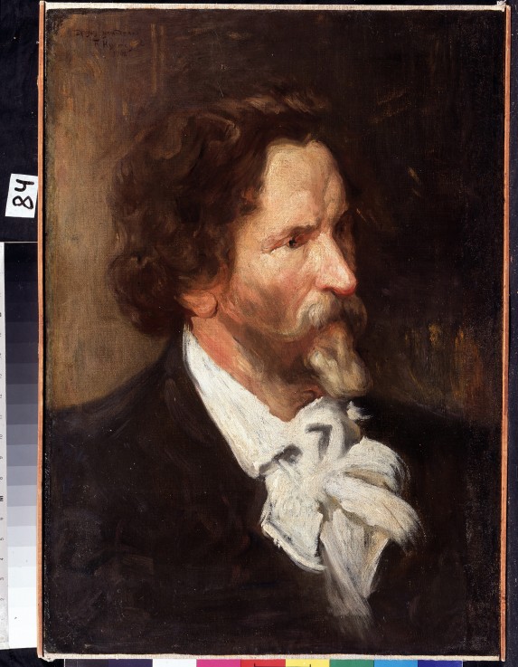 Portrait of the artist Ilya E. Repin (1844-1930) a Boris Michailowitsch Kustodiew