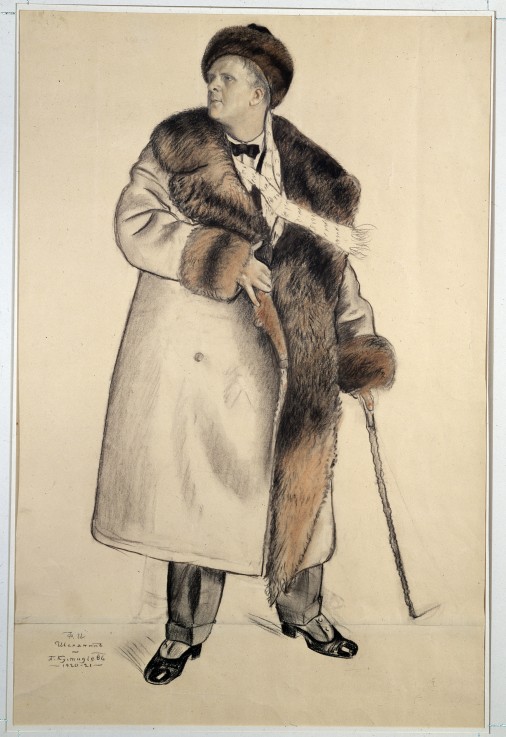 Portrait of the singer Fyodor Shalyapin (1873-1938) a Boris Michailowitsch Kustodiew