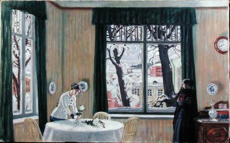 In the Room. Winter a Boris Michailowitsch Kustodiew