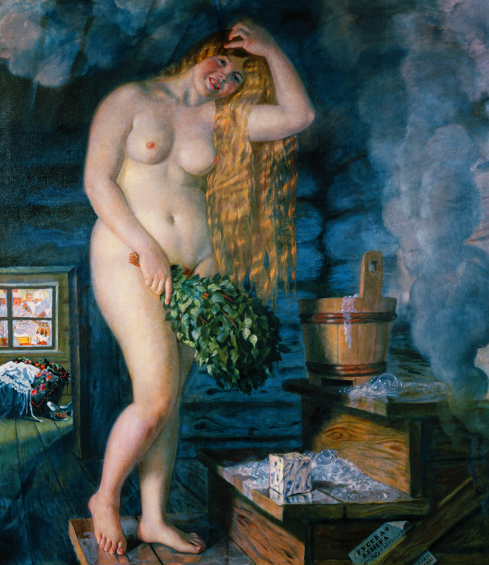 Russische Venus (Frau in der Sauna) a Boris Mikhailovich Kustodiev