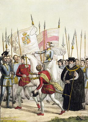 Queen Elizabeth I (1530-1603) Rallying the Troops at Tilbury before the Arrival of the Spanish Armad a Bramati