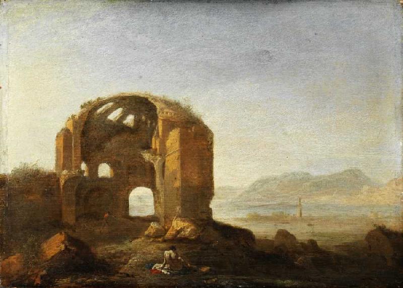 Landschaft mit den Ruinen des Tempels der Minerva Medica. a Breenbergh Bartholomeus