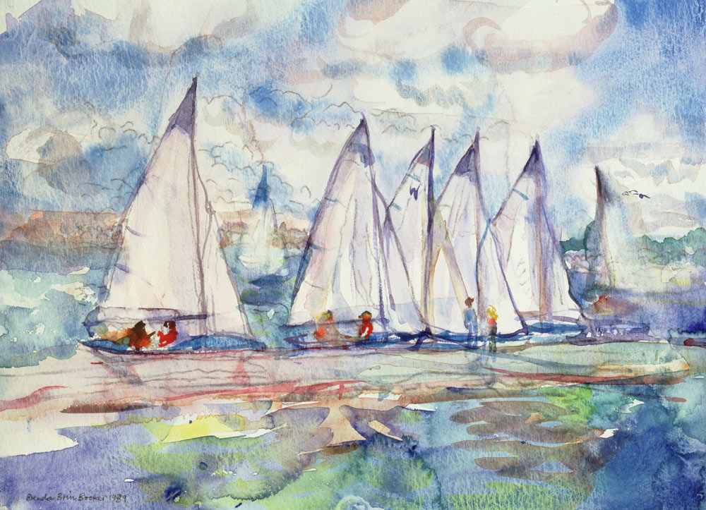 Blue Sailboats, 1989 (w/c on paper)  a Brenda Brin  Booker