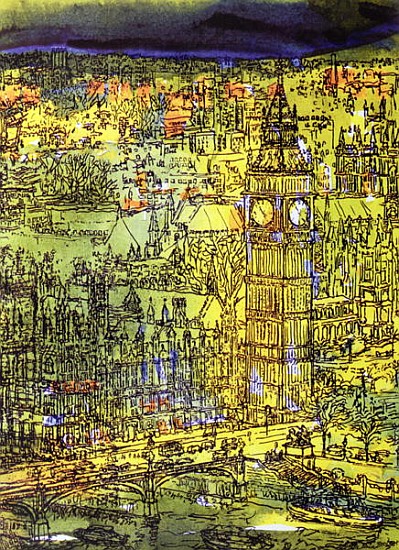 Westminster (w/c and mixed media on paper)  a Brenda Brin  Booker