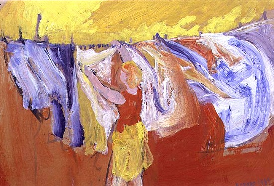 Woman with Washing, 1989 (gouache on paper)  a Brenda Brin  Booker