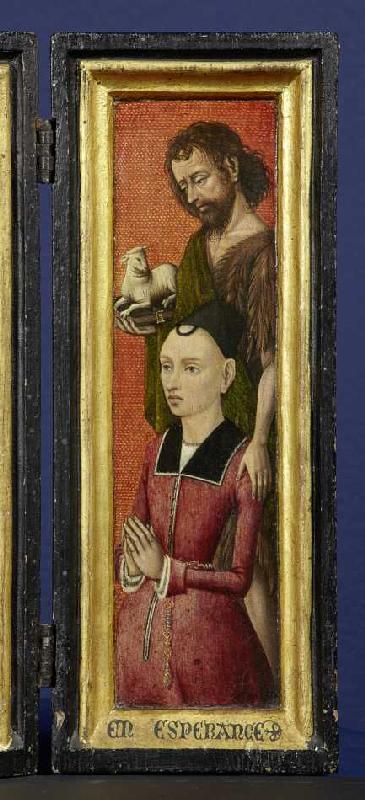 Bildnis Johanna de Keysere mit Johannes dem Täufer (rechter Innenflügel zu Bildnummer 20296) a Brügger (?) Meister