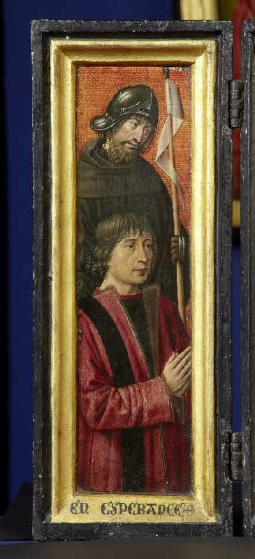 Bildnis Willem van Overbeke mit hl. Wilhelm (linker Innenflügel zu Bildnummer 20296) a Brügger (?) Meister