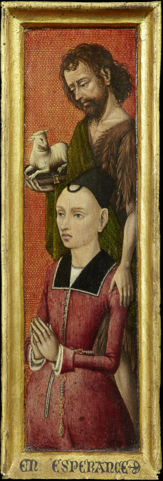 Portrait of  Johanna de Keysere with John the Baptist a Brügger (?) Meister um 1485/90