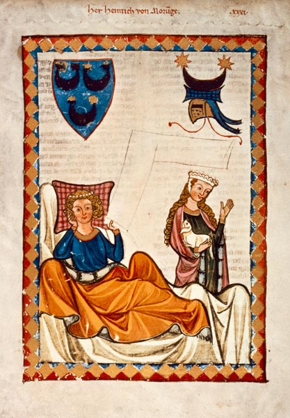 Heinrich von Morungen auf dem Ruhebett a Buchmalerei