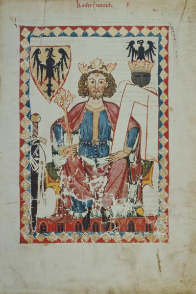 Kaiser Heinrich VI. auf dem Thron a Buchmalerei