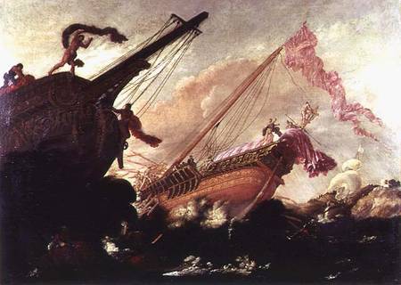 Galleons wrecked on a rocky shore a Buonamico Agostino Tassi