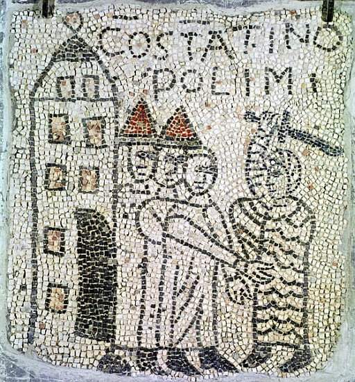 Pavement of St. John the Evangelist, detail of the Siege of Constantinople in June 1204 a Byzantine