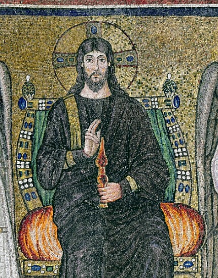 Christ enthroned with the angels (detail of 344548) a Byzantine School