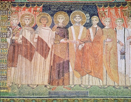 Constantine IV granting Bishop Reparatus privileges for the church of Ravenna, 671-77 a Byzantine School