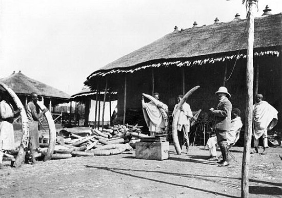 Ivory warehouses in Addis Abeba, Ethiopia, c.1900 ( b/w photo) a C. Chusseau-Flaviens