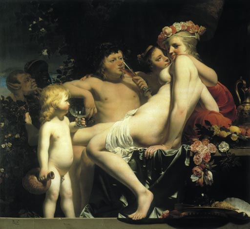 Bacchus mit zwei Nymphen und Amor a Caesar Boëtius Everdingen