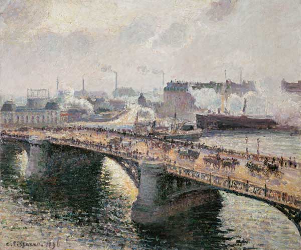 The BoÏeldieu bridge in Rouen a Camille Pissarro