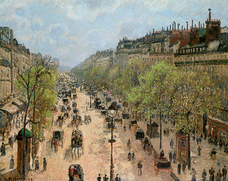 Boulevard Montmartre, Morning, Grey Day a Camille Pissarro