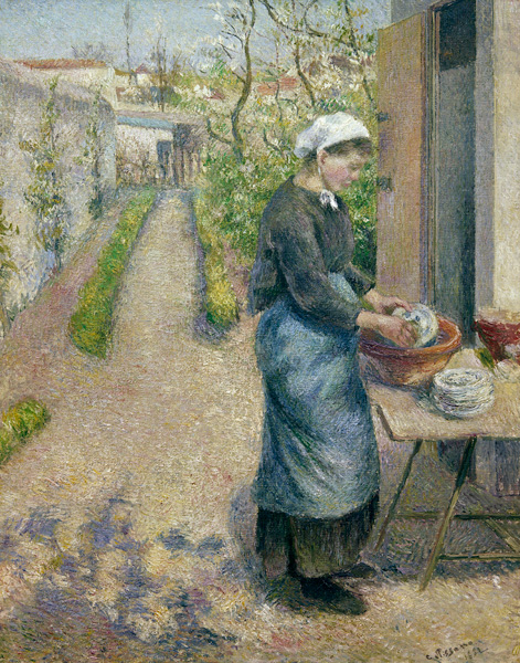 C.Pissarro, Die Geschirrspülerin a Camille Pissarro
