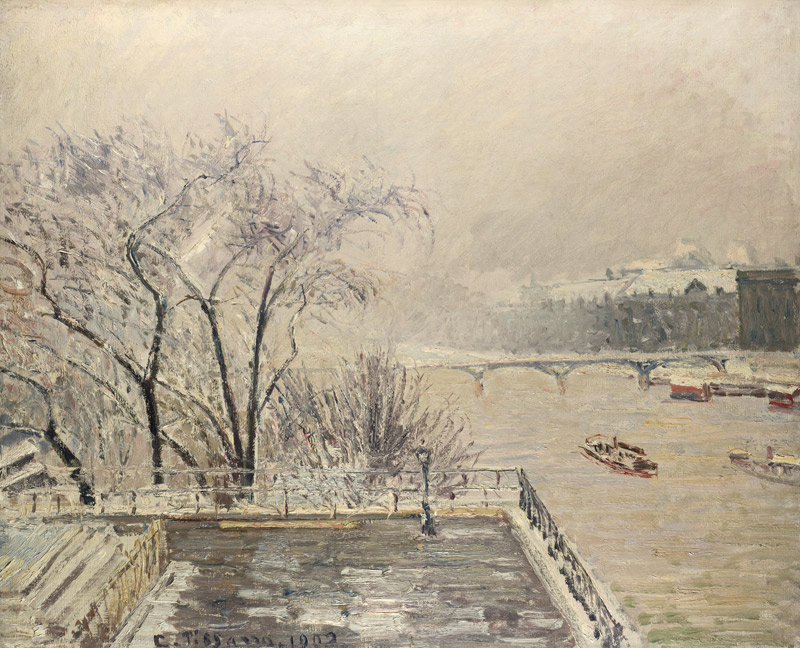 The Louvre under Snow a Camille Pissarro
