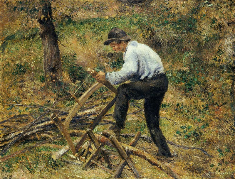 Der Vater beim Holzsägen, Pontoise a Camille Pissarro