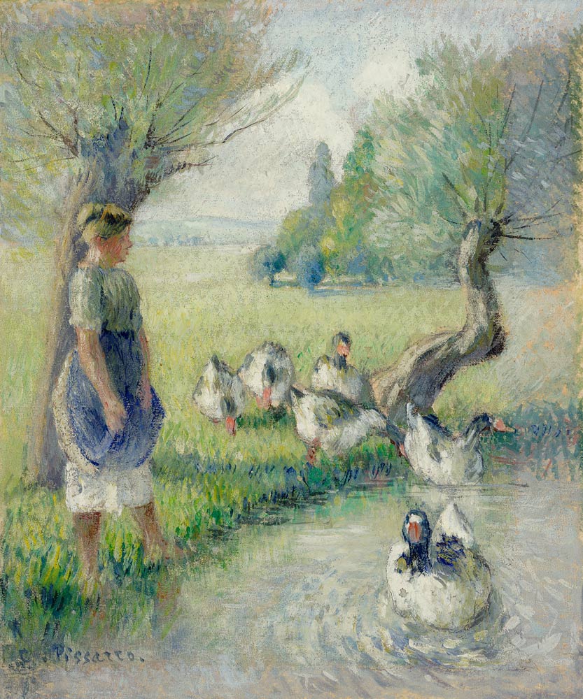 Die Gänsehirtin (Der Ententeich) a Camille Pissarro
