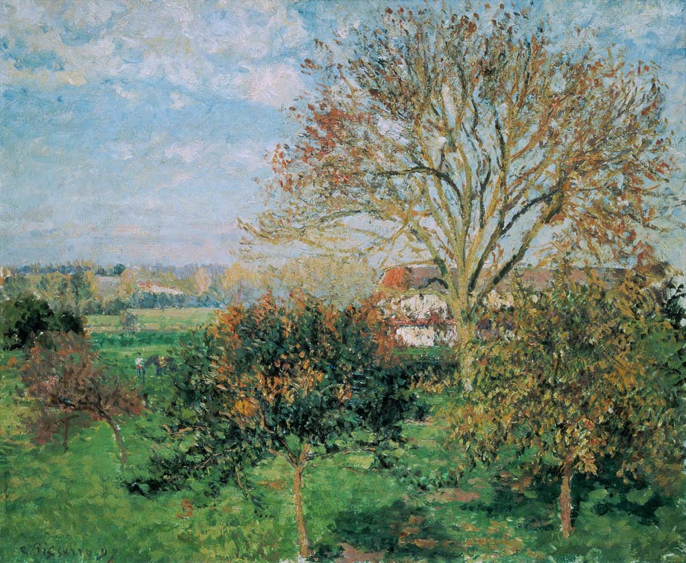 Autumn morning in Eragny. a Camille Pissarro