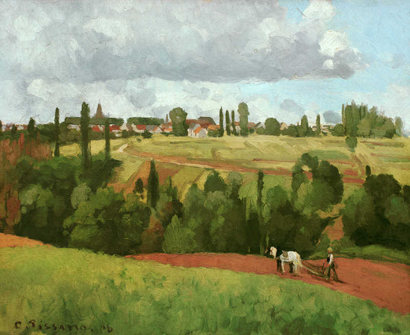 C.Pissarro /Landsape w.Peasant Ploughing a Camille Pissarro