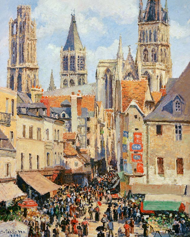The Rue de l ' Epicerie in Rouen a Camille Pissarro