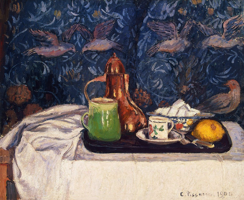 Still Life with a Coffeepot a Camille Pissarro