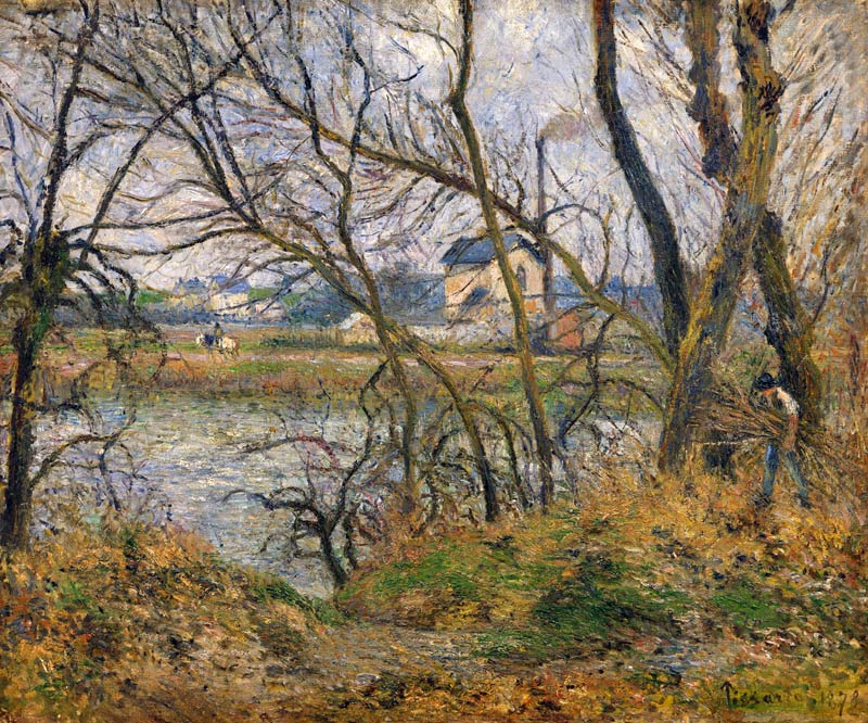 The Banks of the Oise, near Pontoise, Cloudy Weather a Camille Pissarro
