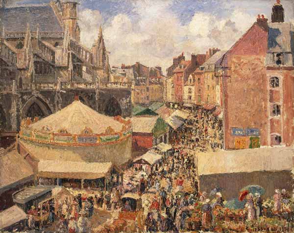 The Fair in Dieppe, Sunny Morning a Camille Pissarro