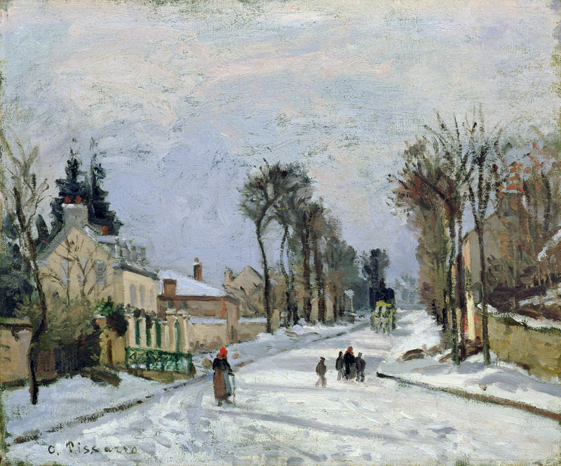 The Versailles Road at Louveciennes (Effet de Neige) a Camille Pissarro