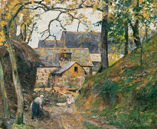 Farmhouse in Montfoucault a Camille Pissarro