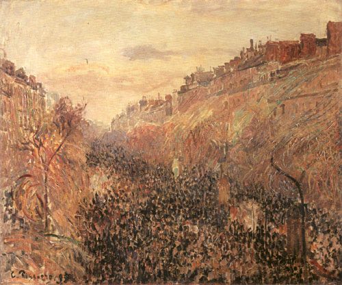 Shrovetide Tuesday, sunset, boulevard Montmartre a Camille Pissarro