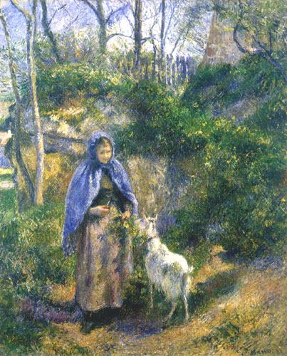 Woman with a goat a Camille Pissarro