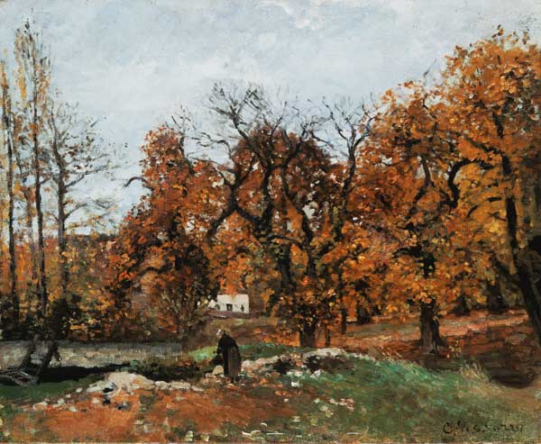 Autumn countryside at Louveciennes. a Camille Pissarro
