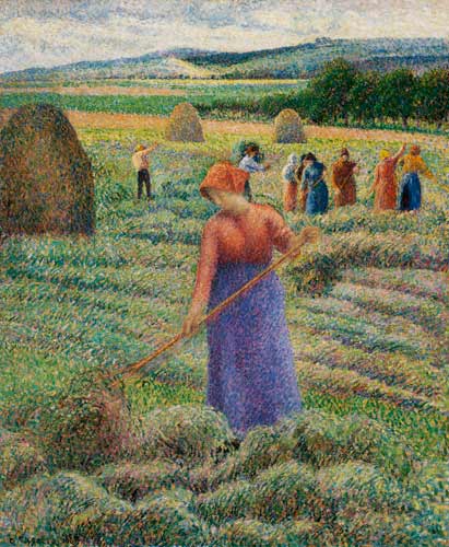 Hay harvest at Eragny a Camille Pissarro