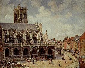 The church piece of Jacques in Dieppe in the morning a Camille Pissarro