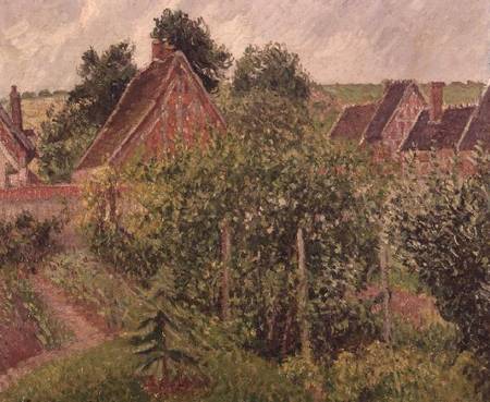 Landscape with Cottage Roofs a Camille Pissarro