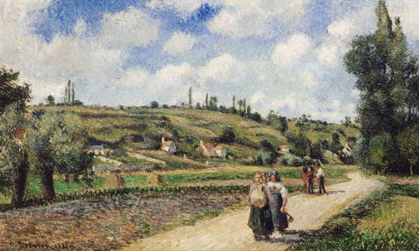 Countryside at Pontoise, the street to Auvers a Camille Pissarro