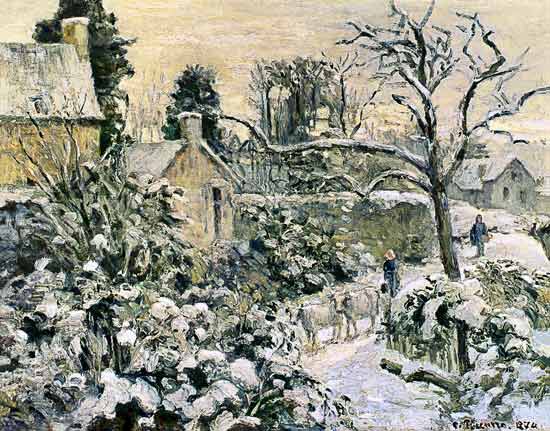 Effect of Snow with Cows at Montfoucault a Camille Pissarro