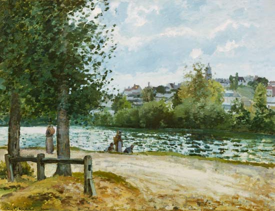 The shores of the Oise II a Camille Pissarro