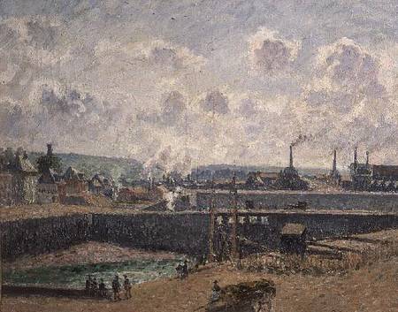 Low Tide at Duquesne Docks, Dieppe a Camille Pissarro
