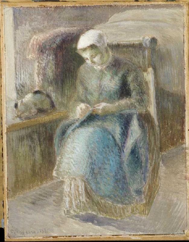 Nähende Frau. a Camille Pissarro