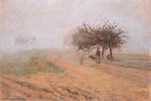 Misty morning in Creil a Camille Pissarro