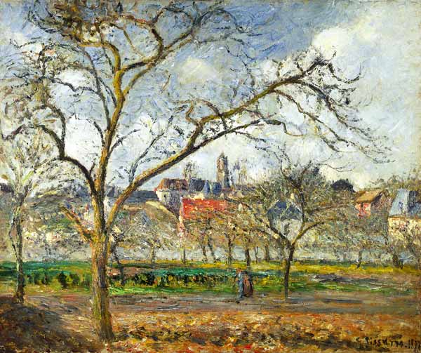 Orchard at Pontoise in early winter a Camille Pissarro